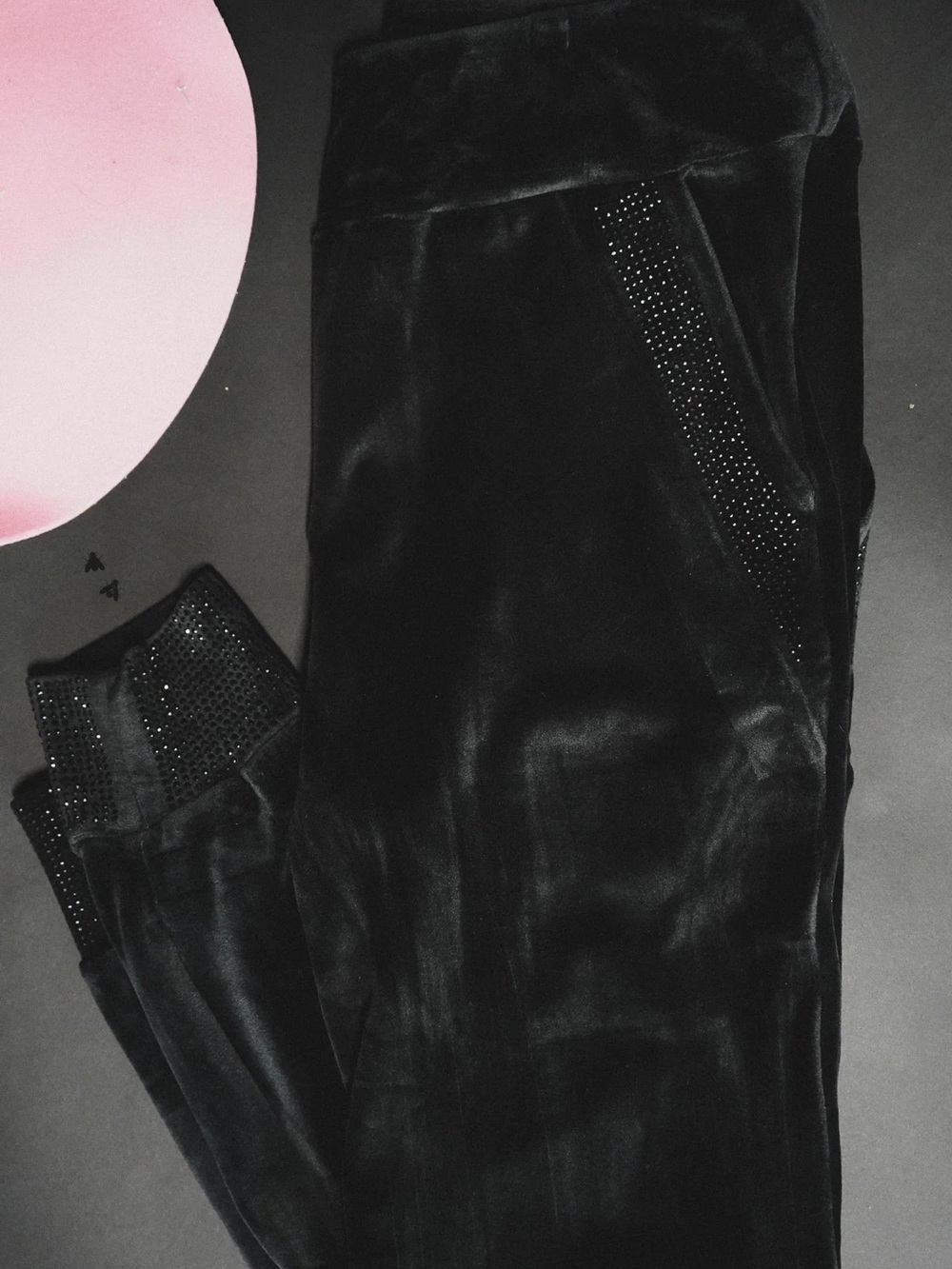 Black Velvet Embellished Women's Joggers